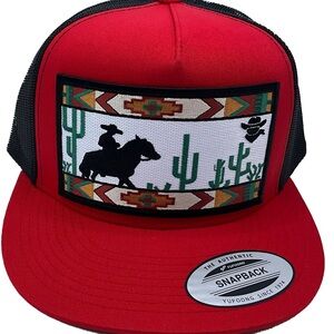 De Rancho hat red black mesh SnapBack yupoong